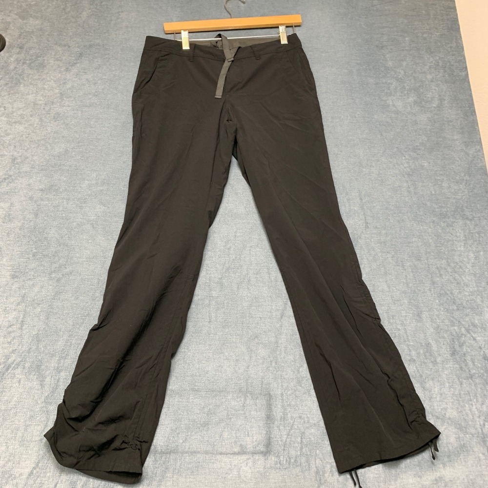 Rei Ankle Pants Womens 6 Black Rayon Stretch Wide Leg Casual Fit Drawcord Hem